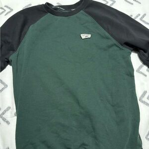 Vans Men's Dark Green and Black Raglan Sweatshirt
